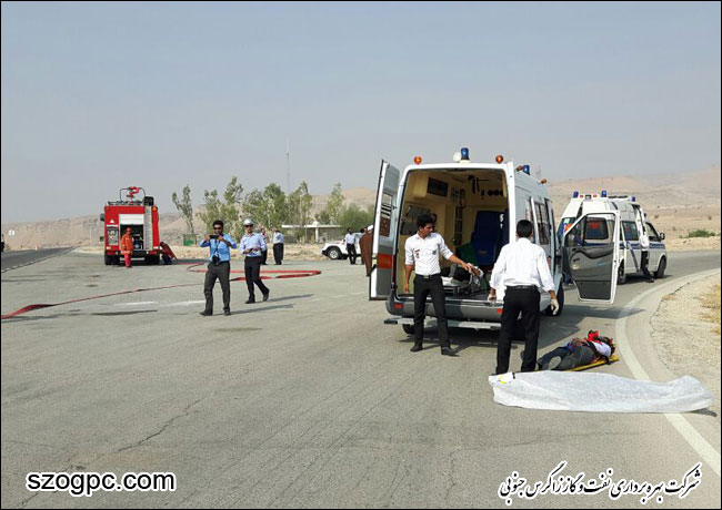 برگزاری مانور تصادفات جاده ای در منطقه عملیاتی پارسیان 1