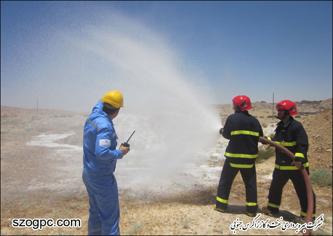 برگزاری مانور جلوگیری از نشت گاز خط لوله در منطقه عملیاتی آغار و دالان 4