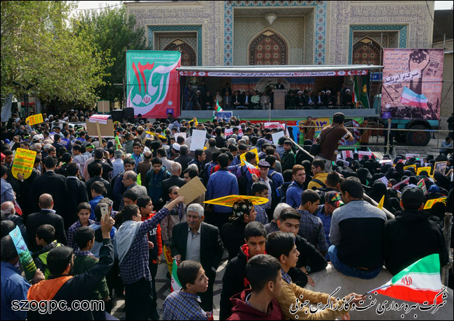 حضور پرشور کارکنان نفت و گاز زاگرس جنوبی در راهپیمایی ۱۳ آبان 1397 3