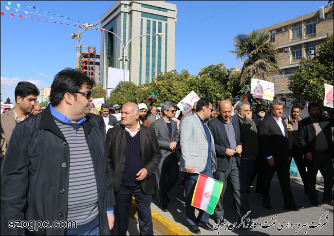 شرکت در راهپیمایی ۲۲ بهمن ماه مدیرعامل و کارکنان شرکت بهره‌برداری نفت و گاز زاگرس جنوبی 14