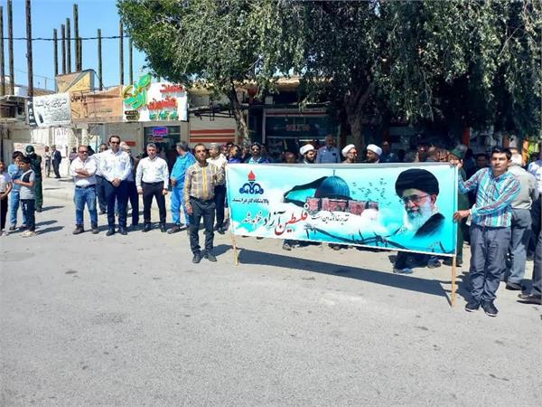 حضور کارکنان شرکت بهره‌برداری نفت و گاز زاگرس جنوبی در راهپیمایی روز قدس 1404 1