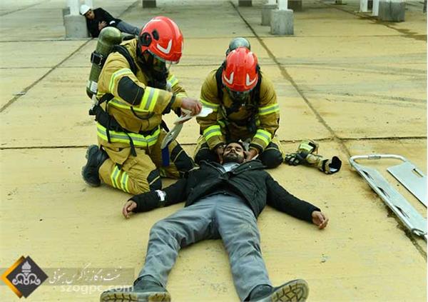 مانور آمادگی مقابله با نشت شدید گاز در منطقه عملیاتی خانگیران 6