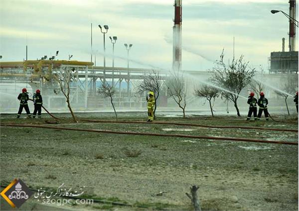مانور آمادگی مقابله با نشت شدید گاز در منطقه عملیاتی خانگیران 9