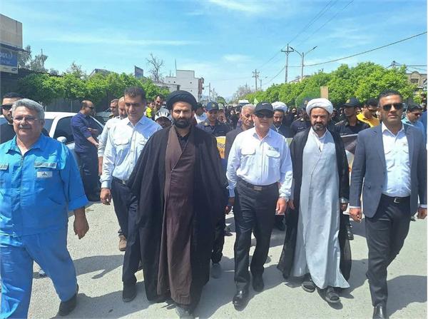 حضور کارکنان شرکت بهره‌برداری نفت و گاز زاگرس جنوبی در راهپیمایی روز قدس 1404 4