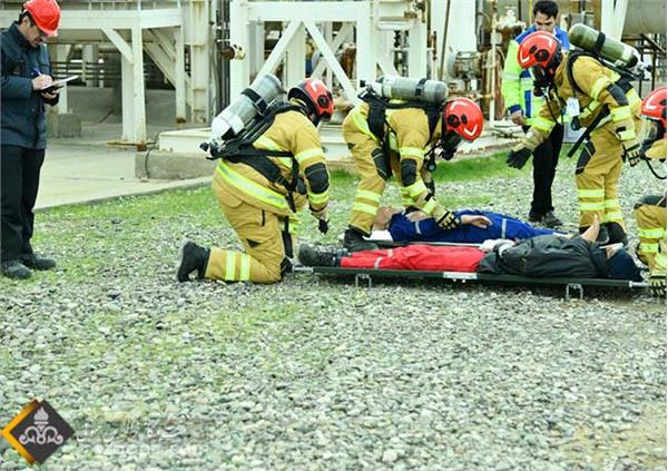 مانور آمادگی مقابله با نشت شدید گاز در منطقه عملیاتی خانگیران 7
