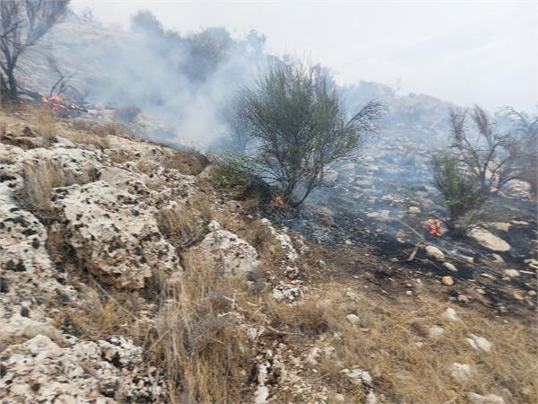 اطفاء حریق در کوهستانهای اطراف منطقه عملیاتی آغار و دالان 4