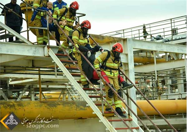 مانور آمادگی مقابله با نشت شدید گاز در منطقه عملیاتی خانگیران 10